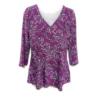 3 for $25- Ispiri Mauve Blouse with Floral Pattern, Size Small